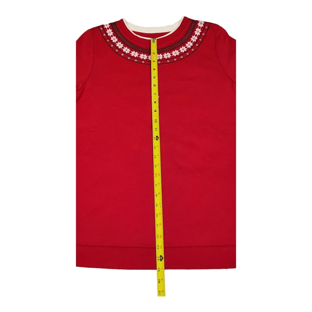 Kim Rogers Women's Fleece Sweater, Red Snowflake Yoke Long Sleeve, Size … - Picture 8 of 12